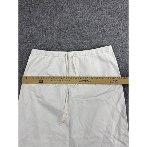 J.Crew Skirt Womens Medium Ivory Cotton Drawstring Waist Pockets Midi Back Slit - Picture 4 of 9